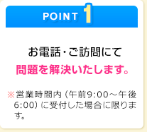 お電話・ご訪問にて問題を解決いたします。